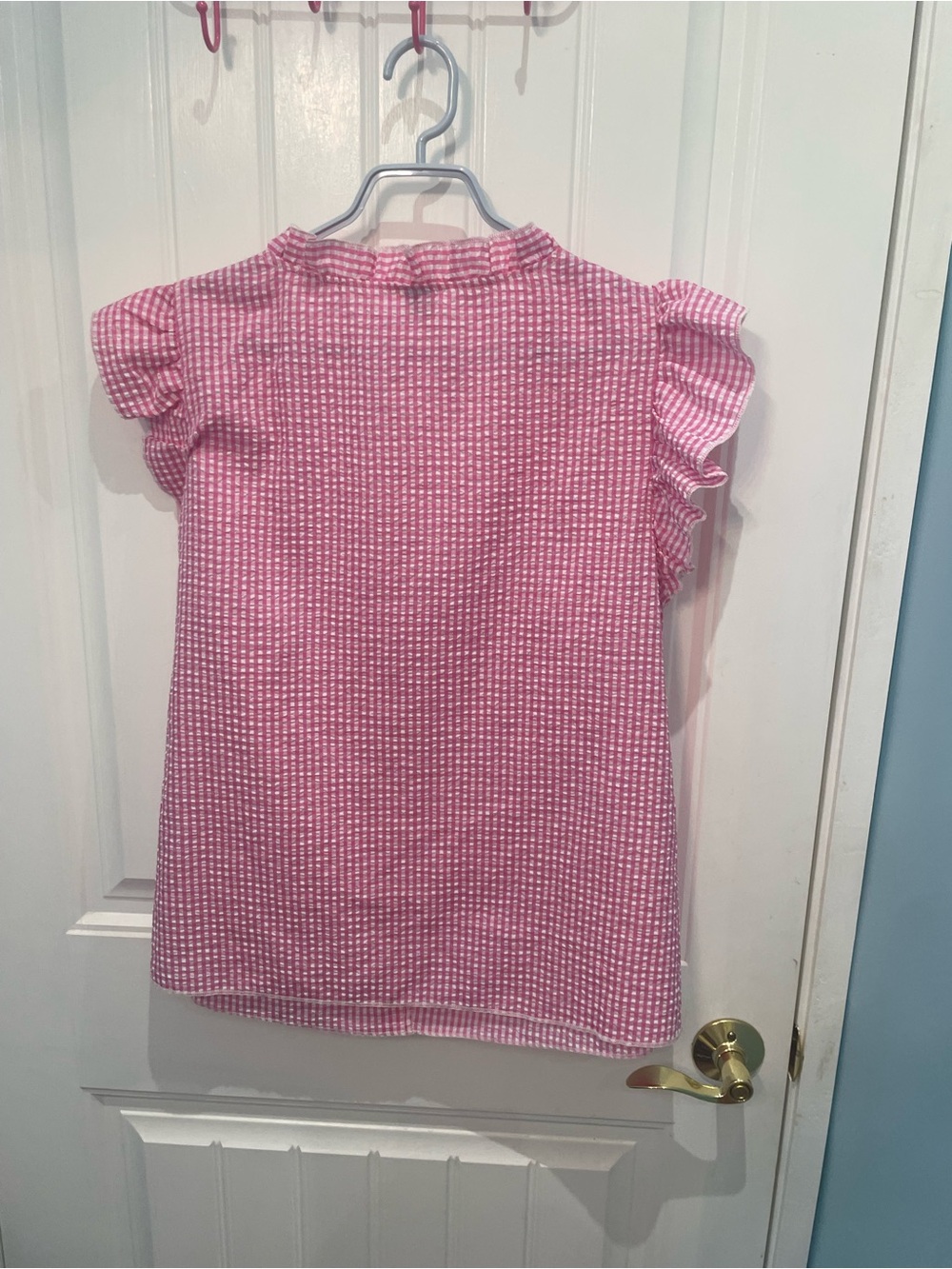 SHEIN Pink Ruffle-Trim Blouse - Picture 2 of 5